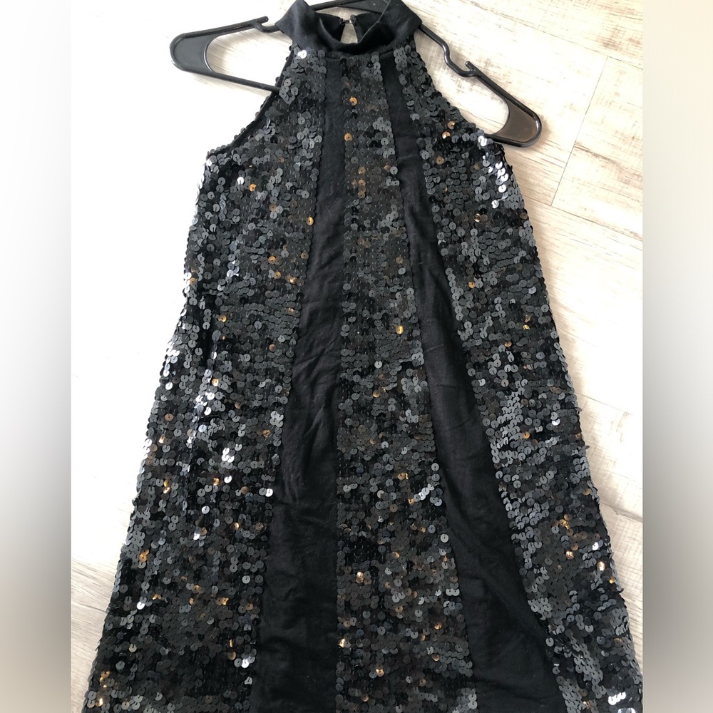 Black Sequin Flowers By Zoe Dress Size XL
